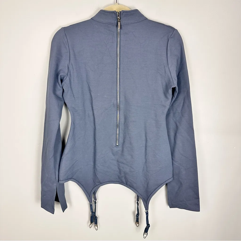 Maniere De Voir Long Sleeve Suspender Detail Top Gray Smoke Size 12 US / 16 UK - Image 5