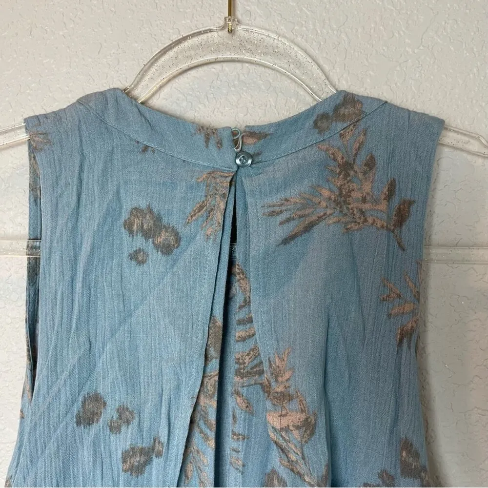 SUN & SHADOW Blue Floral Romper w/Open Back Size L - Image 7