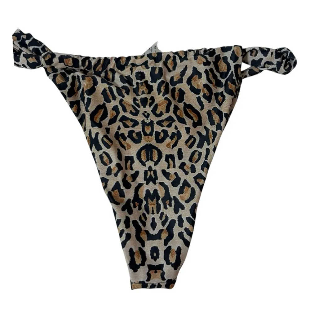 Leopard Print String Bikini Bottoms Sexy Animal Print Swimsuit‎ Brown - Image 2