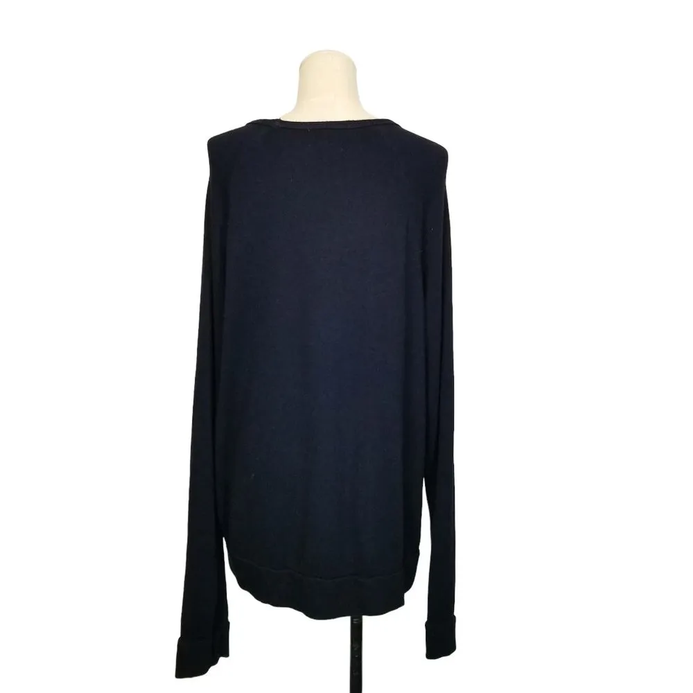 Sundry Heart Print Navy Blue Raglan Sweatshirt Sz 2 - Image 5