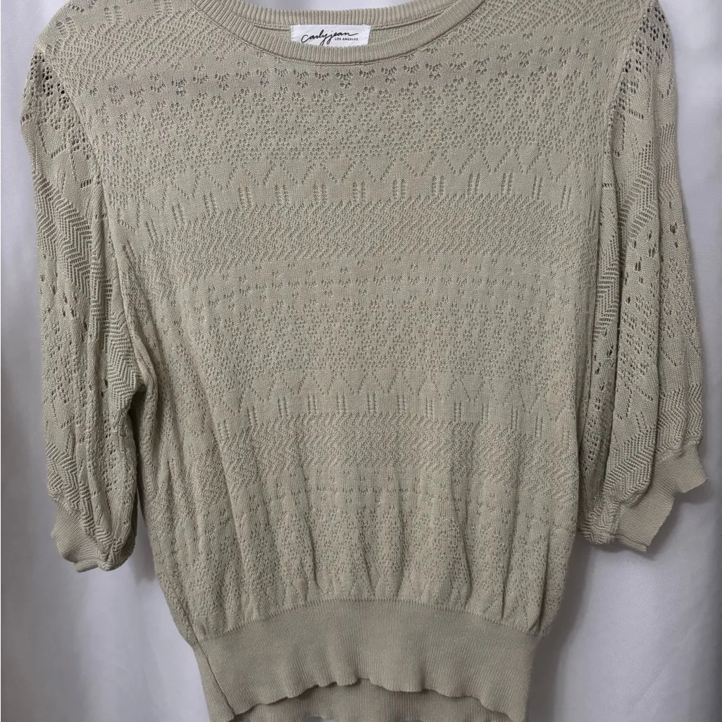 Carly Jean Los Angeles Textured Knit Sweater in Cream - Image 2