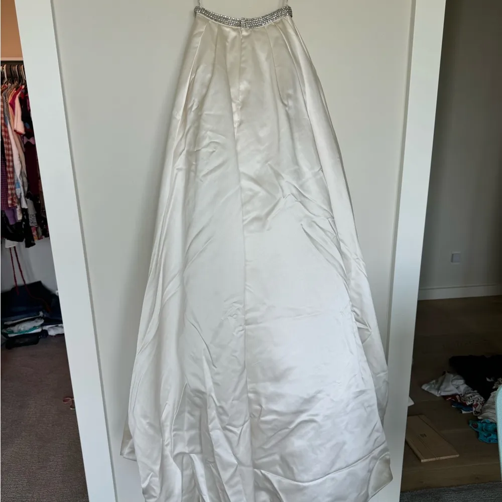 Sherri Hill 2 Piece White Satin Ball Gown for Prom or Wedding - Image 8
