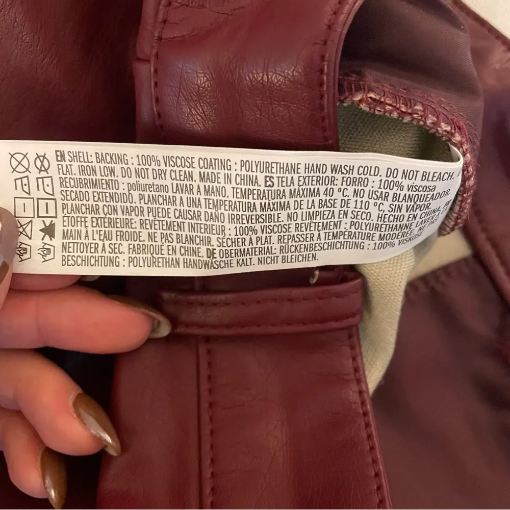 Leather Mini Skirt, Dark Magenta, Size S, EUC - Image 6