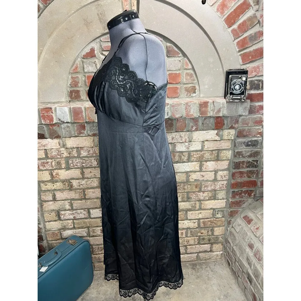 negligee slip Vintage black nightgown Size XL - Image 7