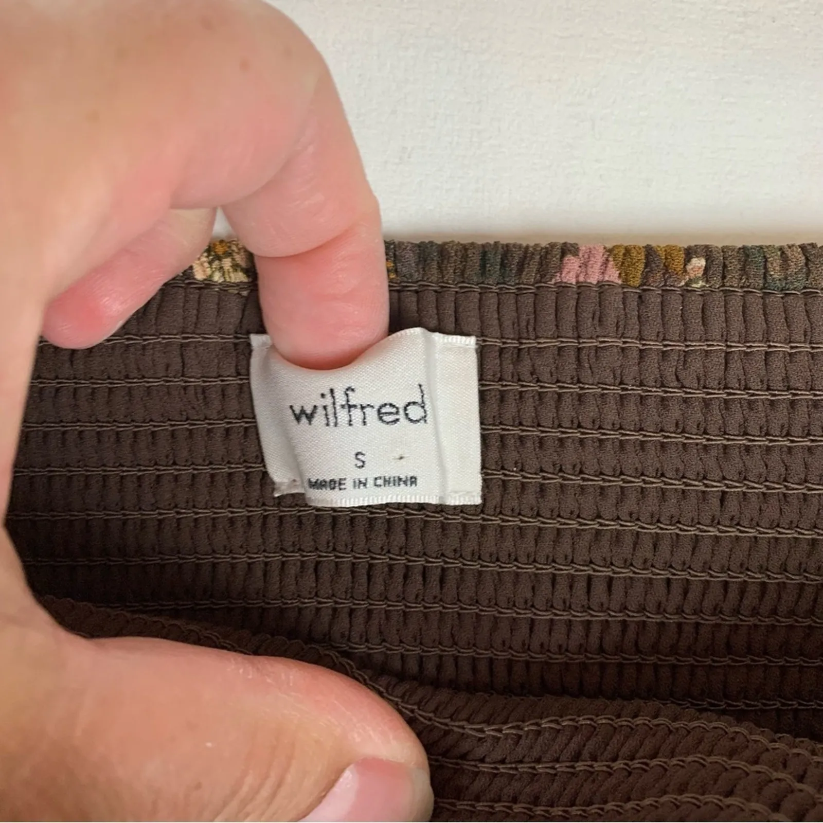 Wilfred size small grace midi sun dress brown white floral square neck boho - Image 5