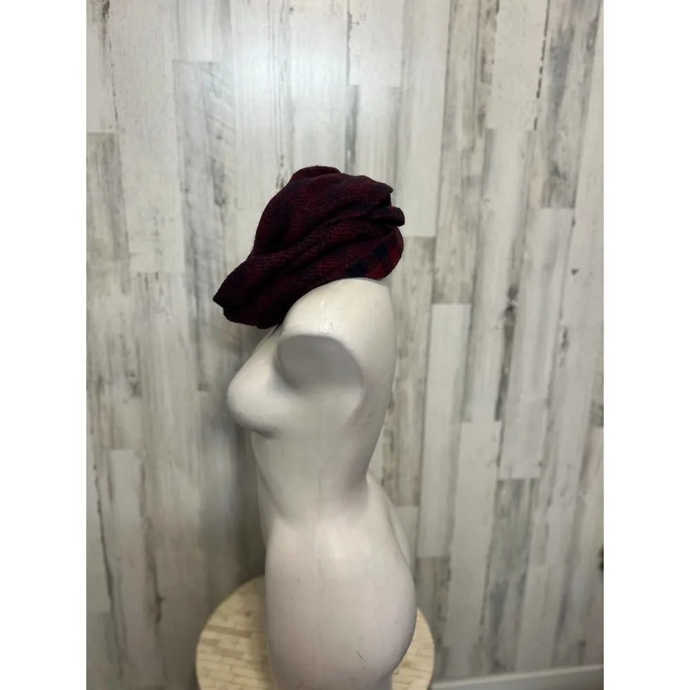 Charlotte Russe Burgundy Navy Checkered Infinity Scarf – Cozy Soft Loop Scarf - Image 2