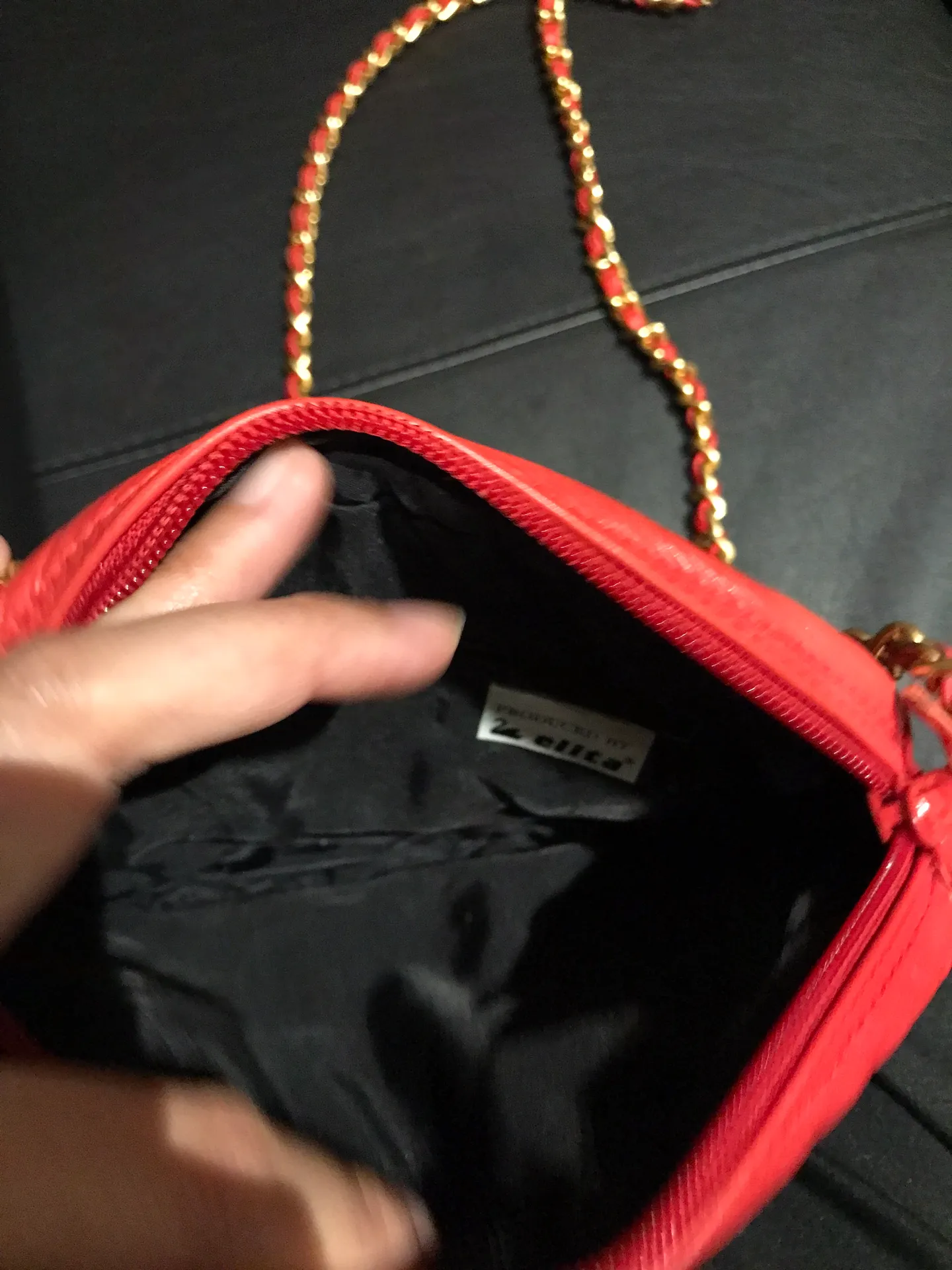 Vintage ELITA Retro pin Up Quilt Chain Messenger Crossbody Purse Bag Red - Image 8