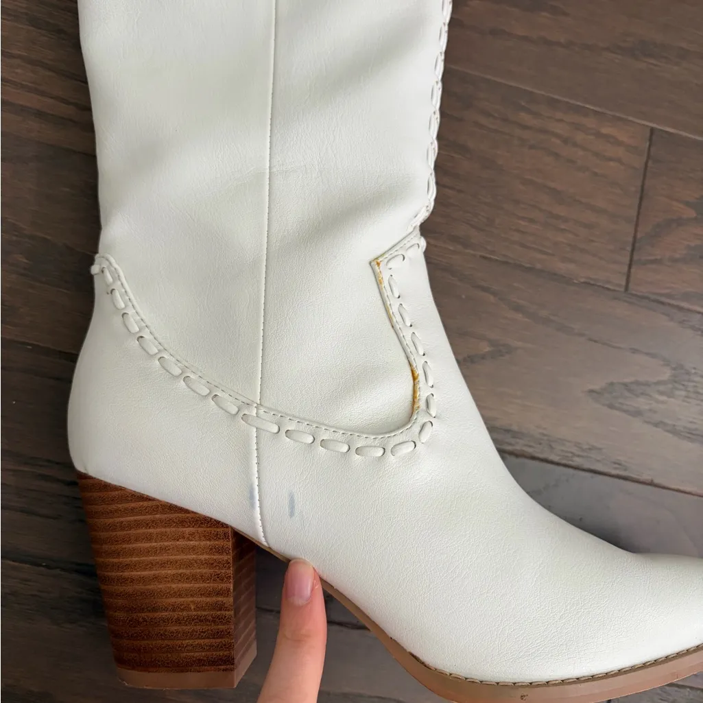Billini Finley White Western Knee-High Heeled Boots - Image 8
