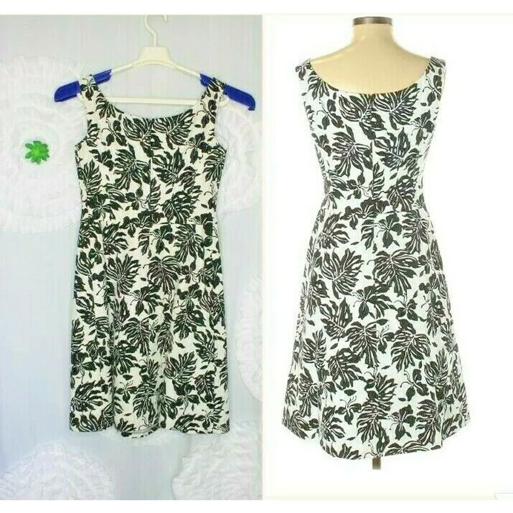 Lafayette 148 Dress Women's Size 2 Black White Floral Sleeveless Cotton Lined - Image 2