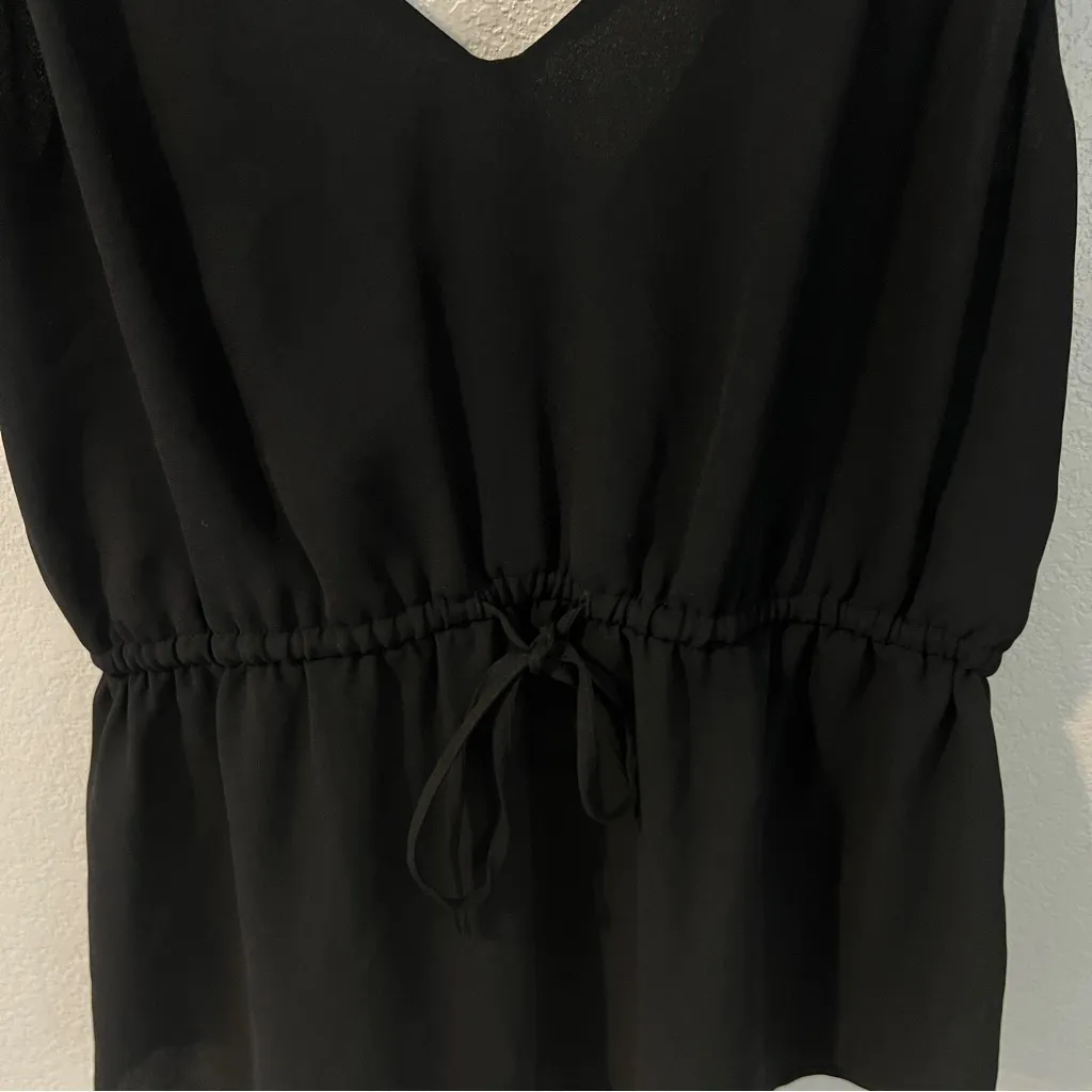 Aritzia Babaton Warren‎ Camisole Black Chiffon Cinched Tie Waist Size XXS - Image 5