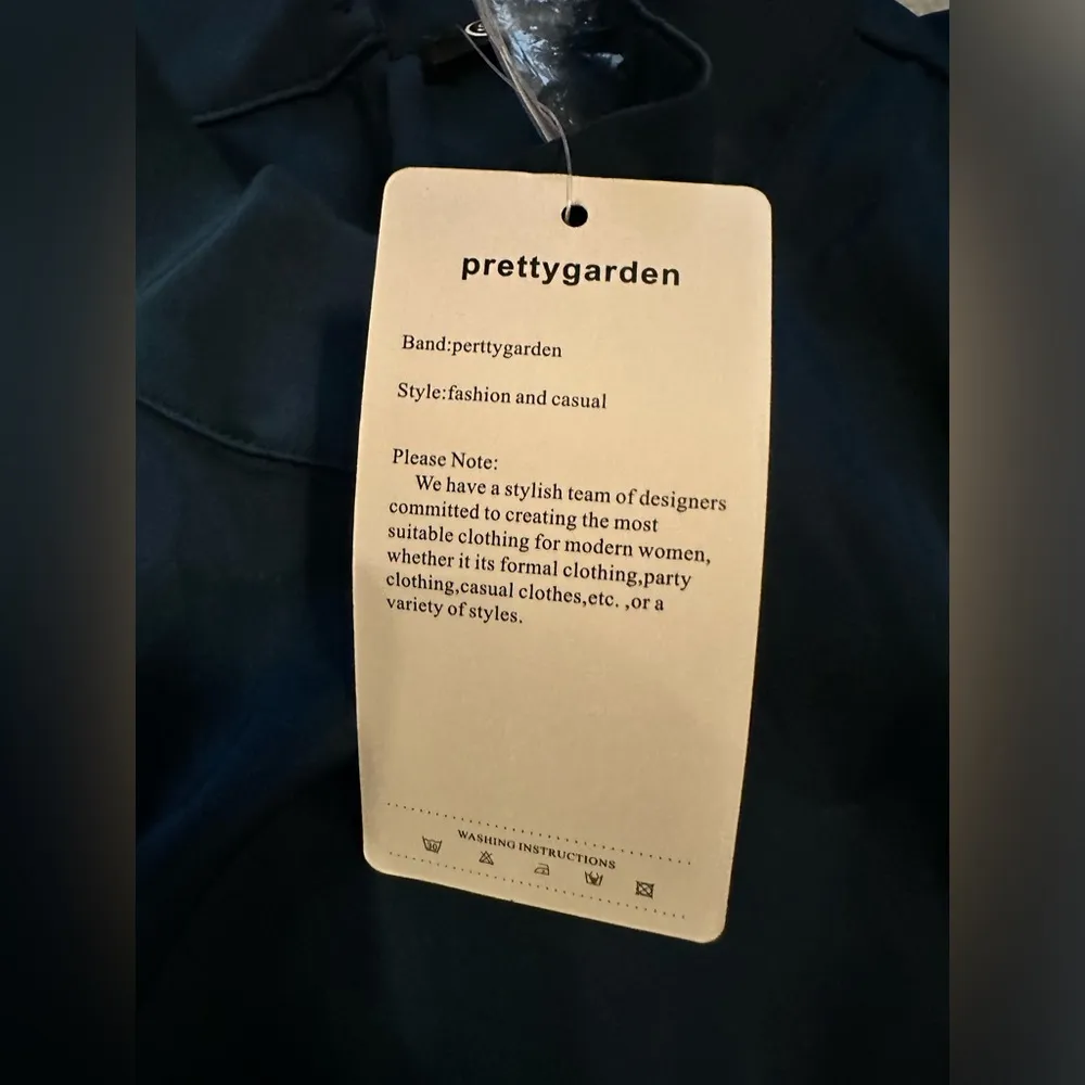 NWT  Womens Thigh Slit Mock Neck Satin Maxi Dress dark blue size M - Image 7