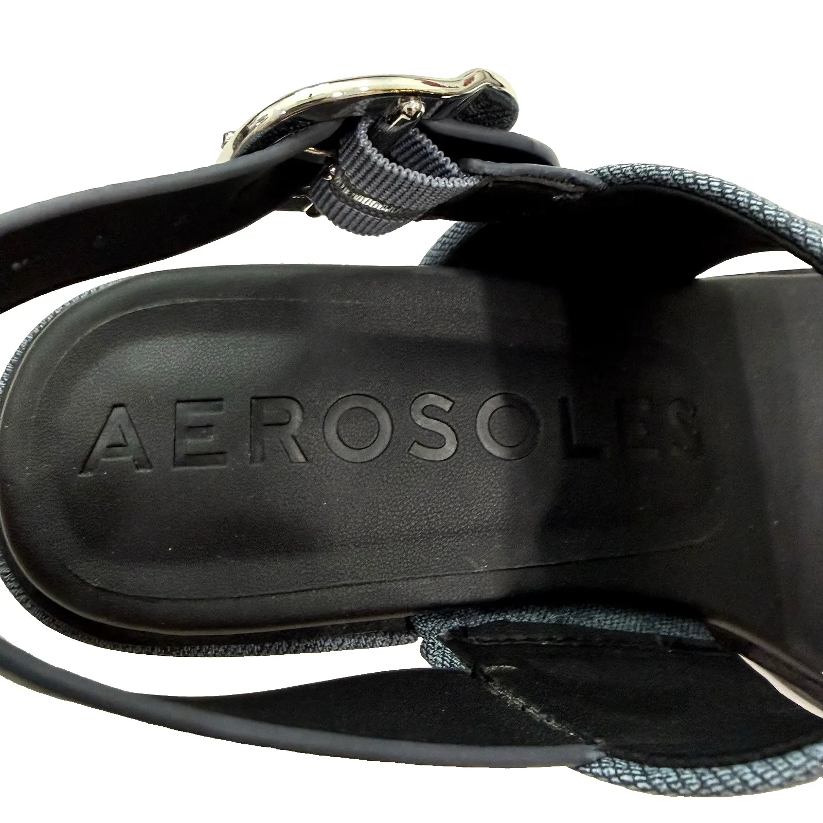 Aerosoles Dove Chunky Heel Sandal Shoe Women US 5.5 M Blue Jean Dual Strap Block - Image 3