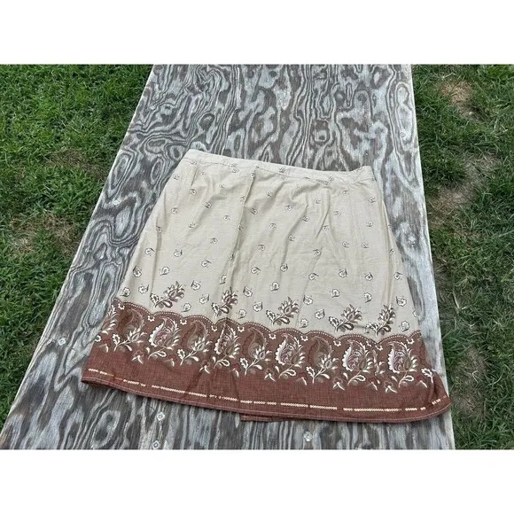 OLD NAVY WOMENS BROWN LINED WRAP SKIRT FLORAL PAISLEY Size 16 Sequin Fairy‎ - Image 7