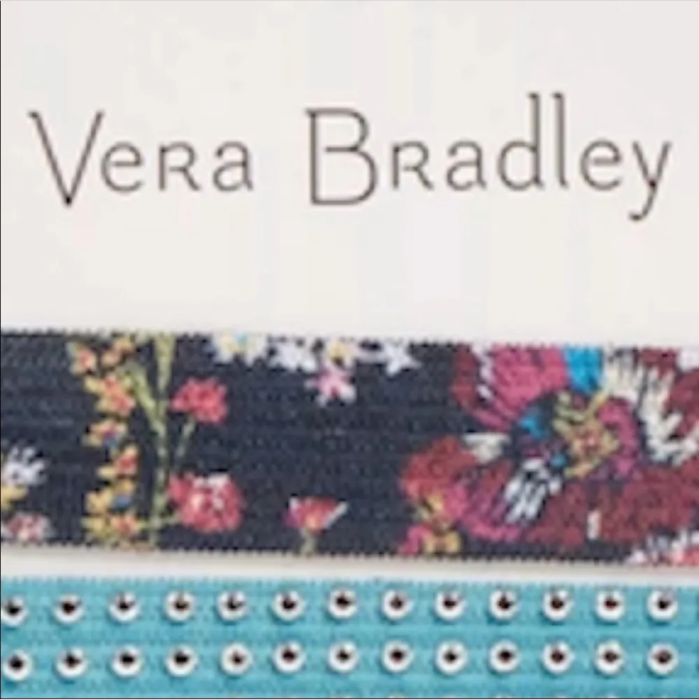 Vera Bradly Stretch Shimmery Hair Ties Midnight Wildflowers Purple Blue - Image 2
