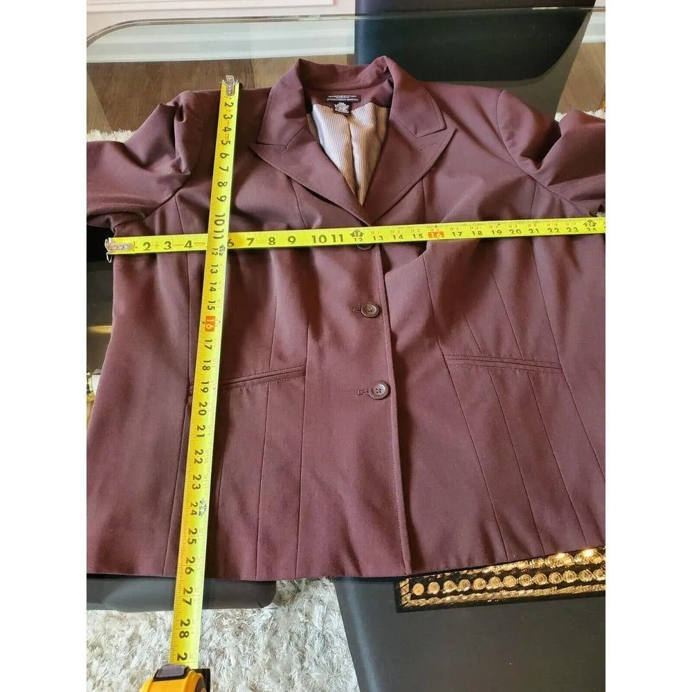 Worthington Women Brown Polyester Single Breasted Blazer & Pant 2 Pc's Suit 22W - Image 12