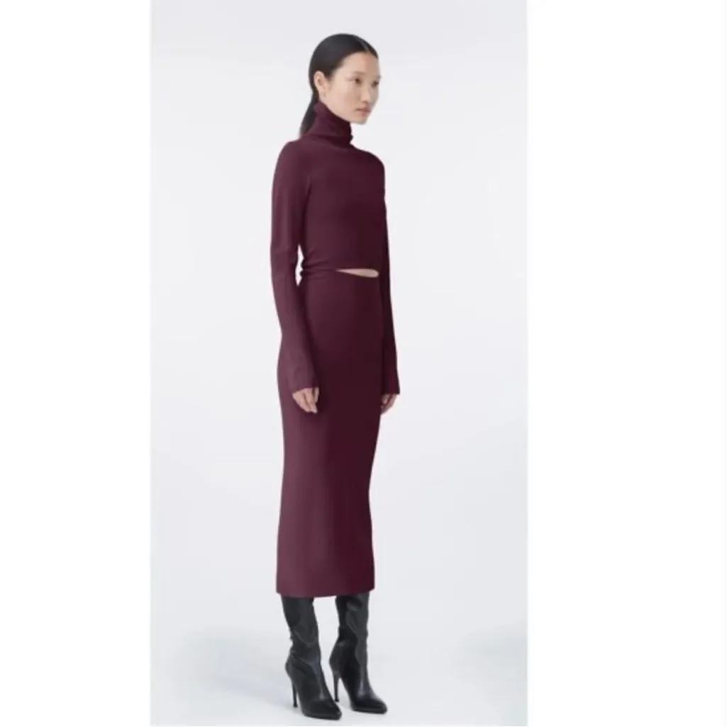 New! GAUGE81‎ Suno Long Sleeve Cut Out Midi Dress Merlot Sz 36 US Small $495 Red - Image 4