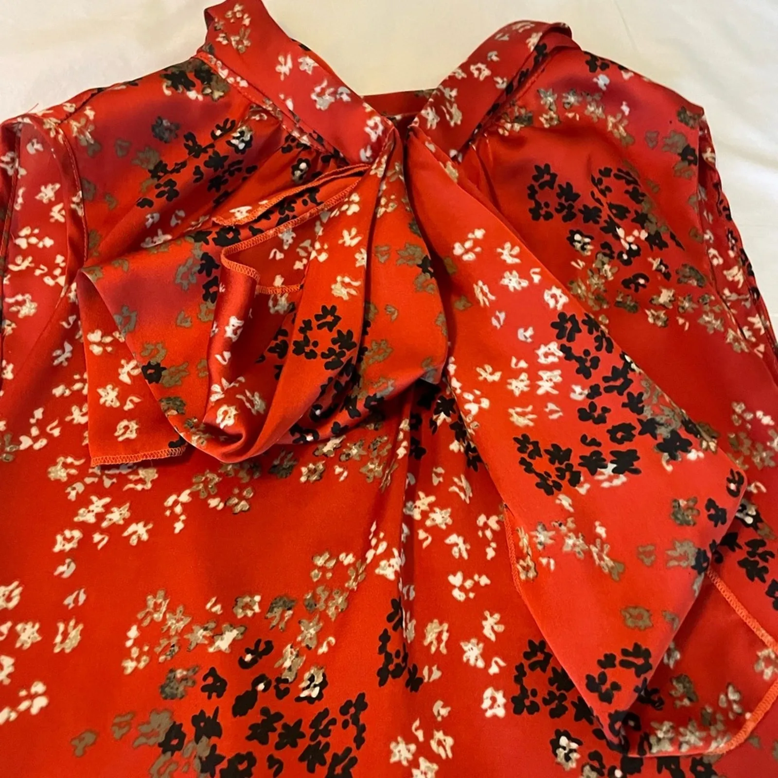 Limited high neck sleeveless blouse Size XS orange. Workwear. Halter. Floral - Image 4
