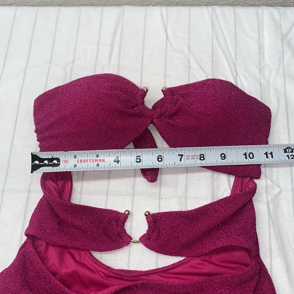 VICTORIA'S SECRET‎ SWIM Shimmer Cut-Out Bandeau One-Piece Swimsuit Size Small - Image 10