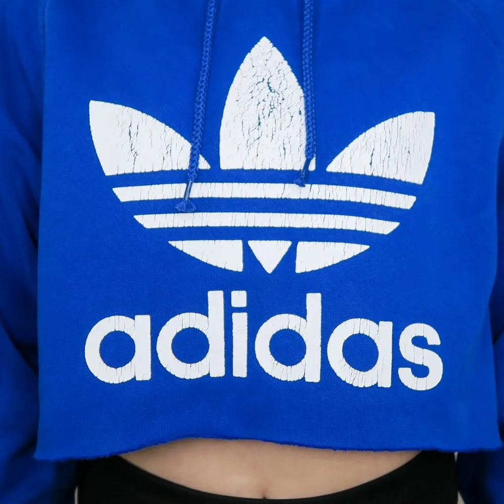 Vintage Y2K Adidas Trefoil Logo Blue Cropped Hoodie - Image 3
