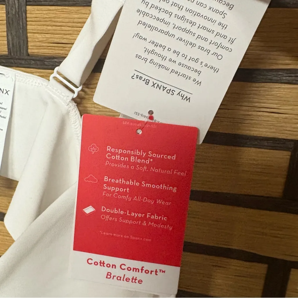 Spanx White‎ Comfort Cotton Bralette Size XL - Image 5