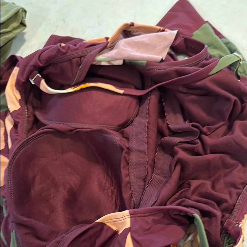 Evri Floral One Piece Swimsuit, removable straps size 2X Pink - Image 4