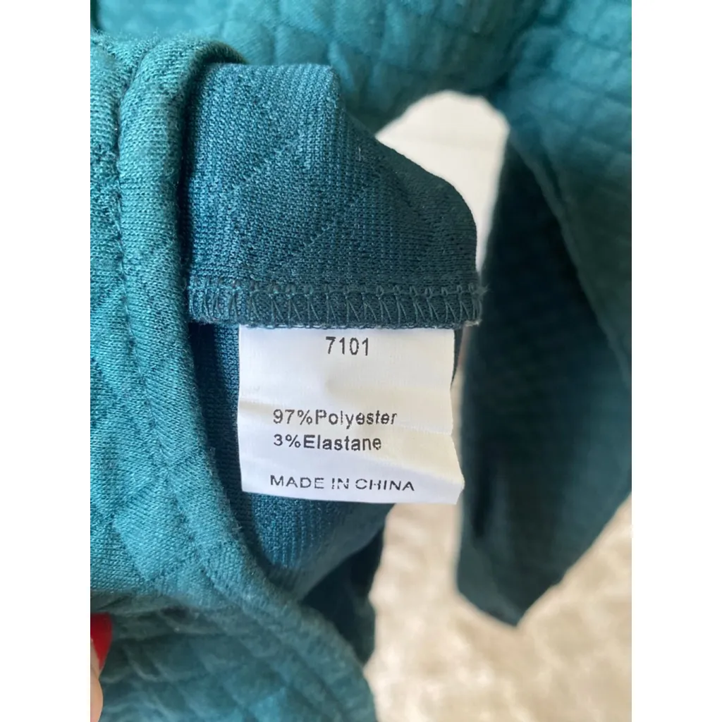 Prettygarden Teal Quilted Shacket Button Up Shirt Jacket with Pockets M Winter - Image 6