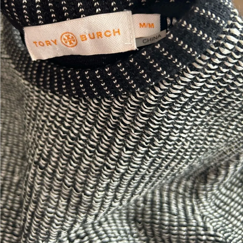 Tory Burch Gray Black Raffia Sweater Style 12152141 Size Medium $395 - Image 13