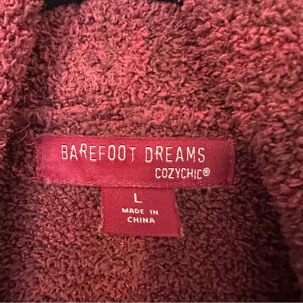 Barefoot Dreams Cozychic Cali Cardi Open Front Womens Large Red - Image 4