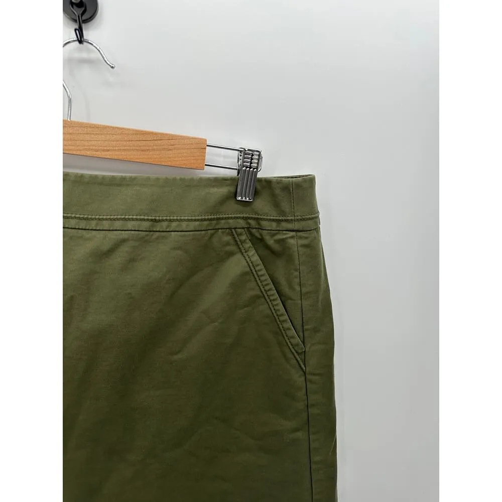 Lafayette 148 Olive Green Mini Cotton Blend Skirt Modest Feminine Womens Size 10 - Image 3