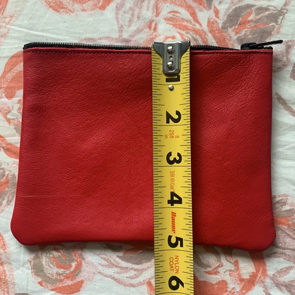 Red leather carry all jewelry bag makeup purse clutch unisex design - Image 5