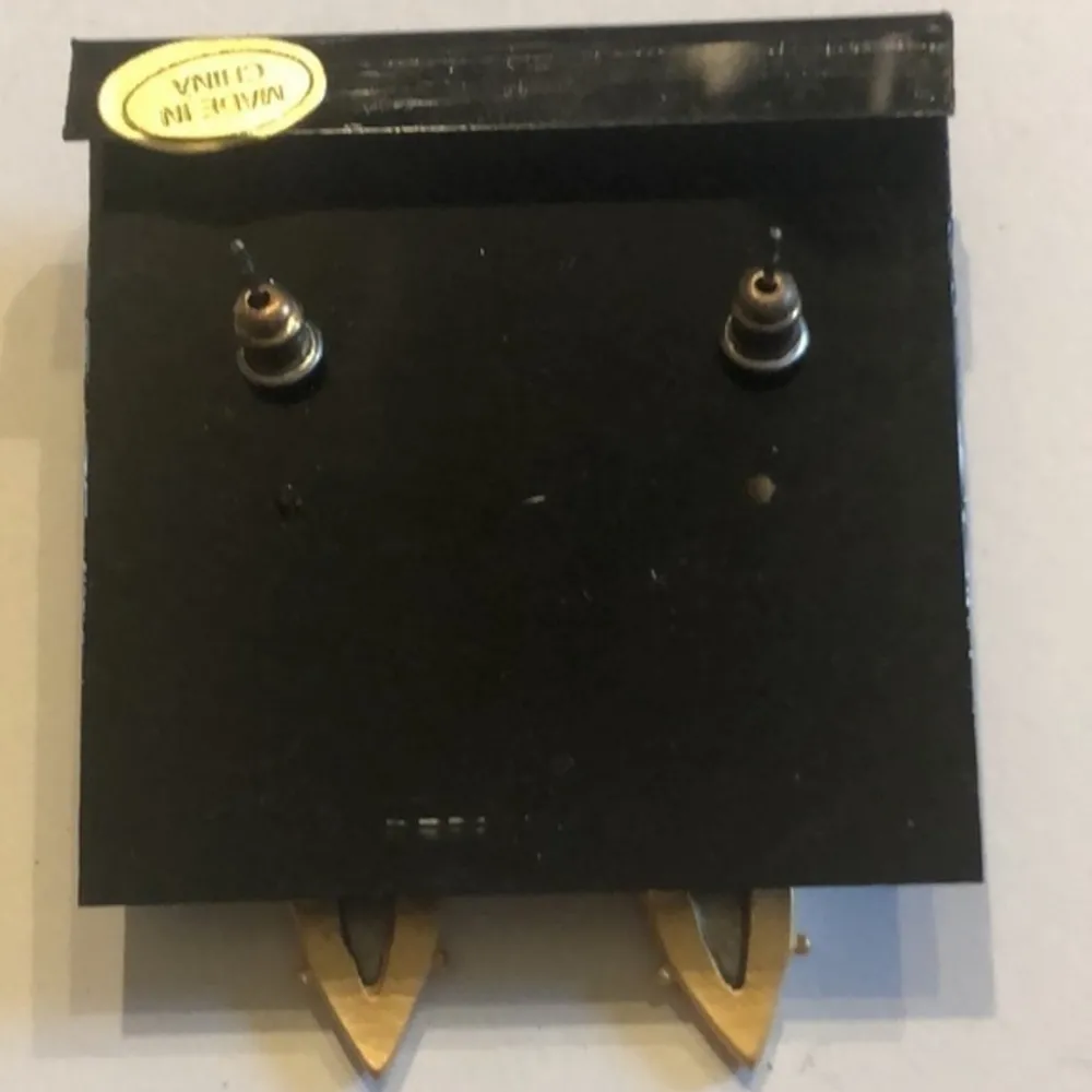 Vintage Soft Satin Gold Tone & Pewter Silver Funky Retro Dangling Earrings - Image 6