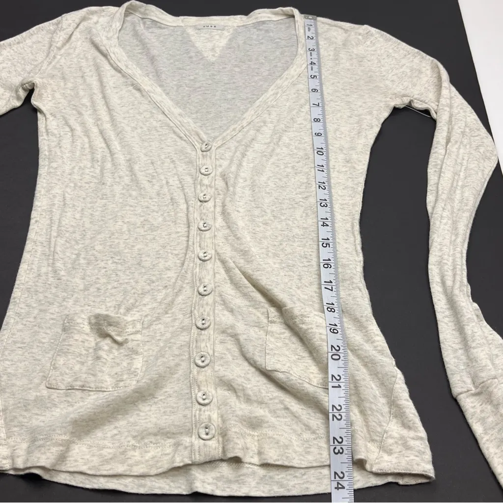 Suss Womens Size 1 Small Cream Thin Cardigan Top‎ Blouse Long Sleeve Pima Cotton - Image 8