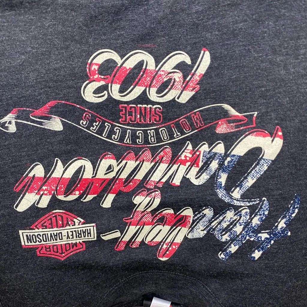 Harley Davidson Heather Charcoal Red White Blue Logo T - Image 5