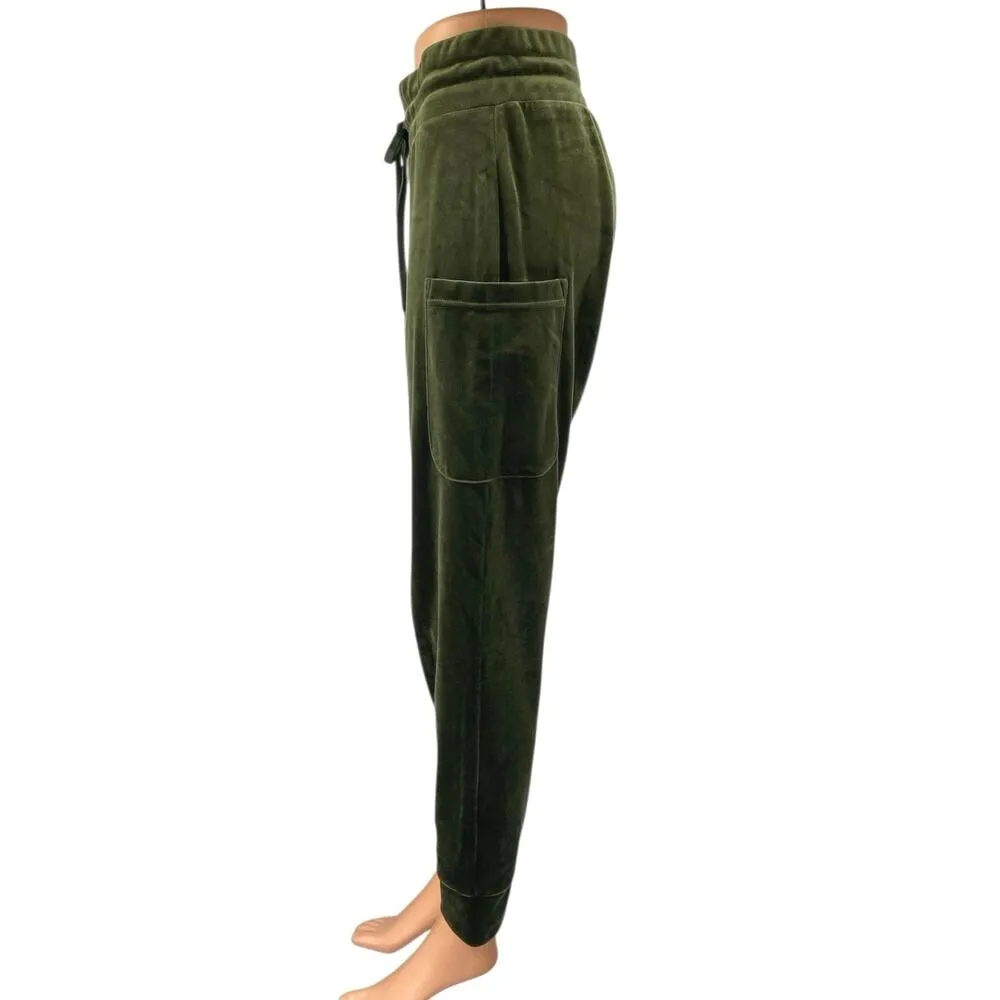 Kyodan Women's Green Velvet Velour High Rise Tapered Jogger Sweat Pants Size XS - Image 2