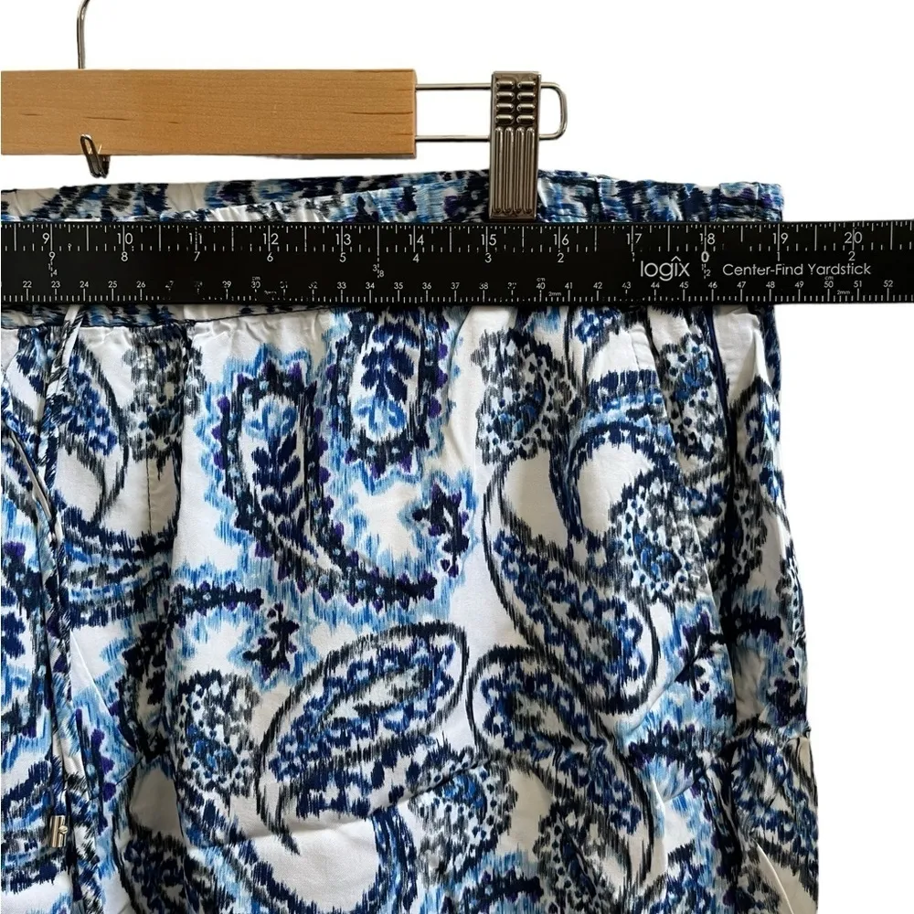 Lauren Ralph Lauren Blue White Paisley Elastic Drawstring Waistband Pant Size 14 - Image 8