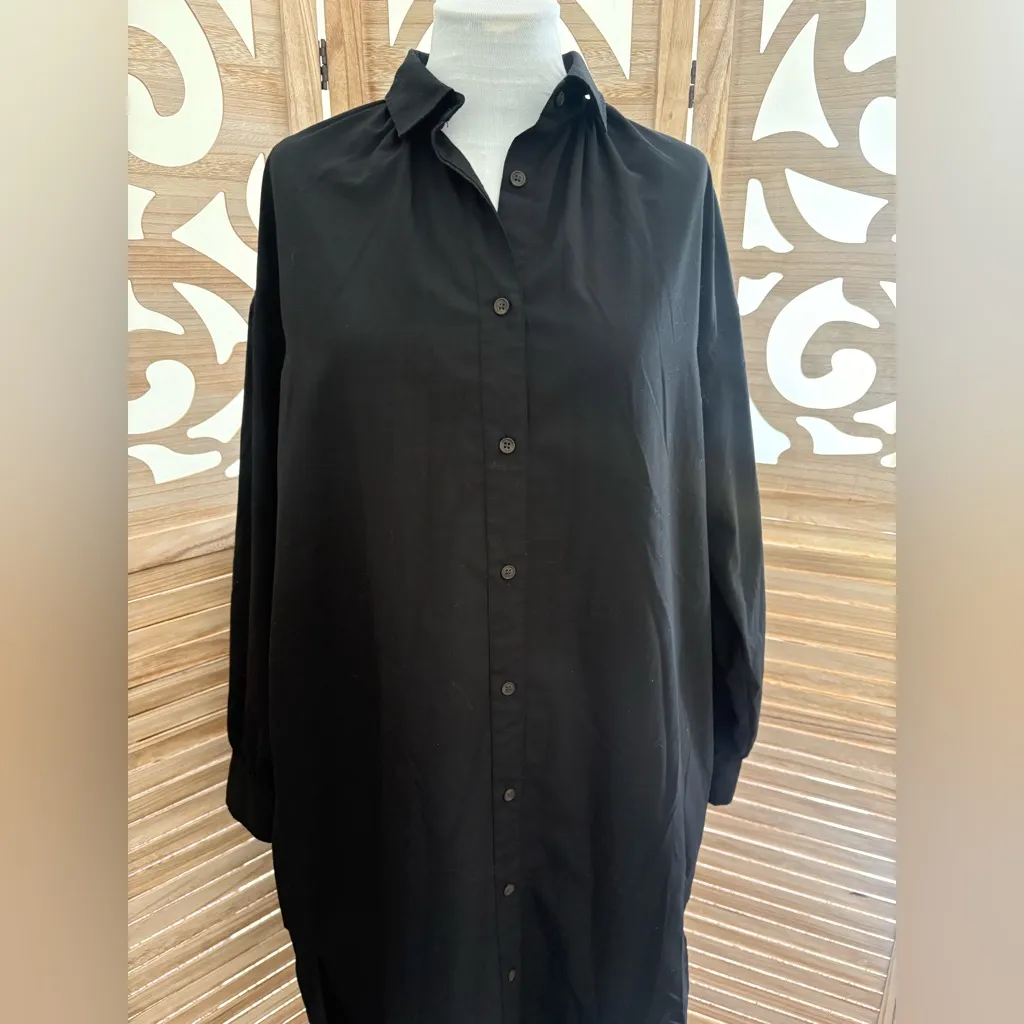 Moussy Black Button Down Shirt Dress MIDI - Image 4