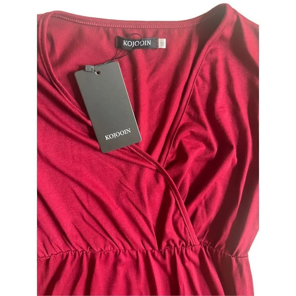Kojooin Maternity burgundy midi dress size M - Image 5