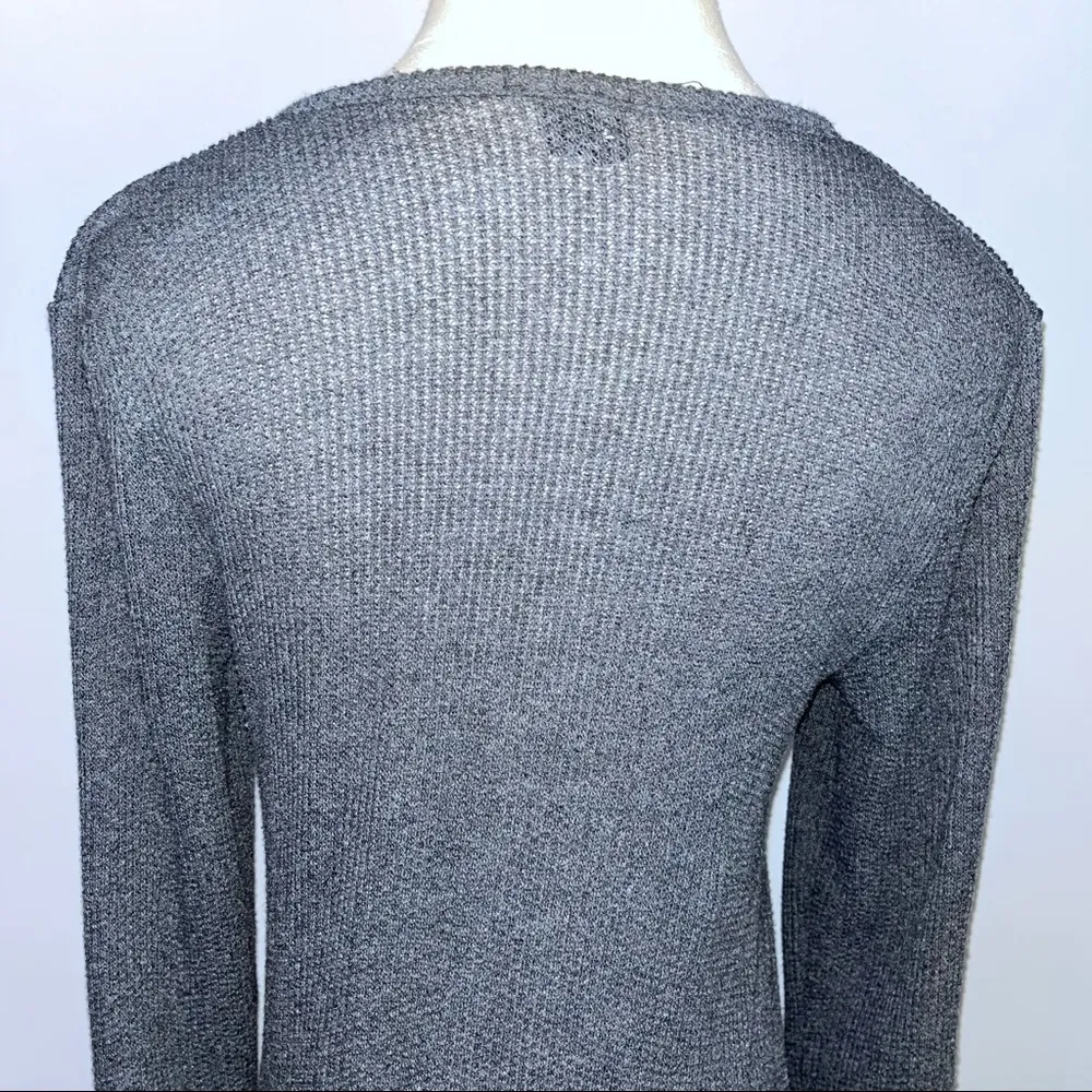 URBAN OUTFITTERS // OUT FROM UNDER Grey V-Neck Waffle Knit Sweater Medium - Image 10