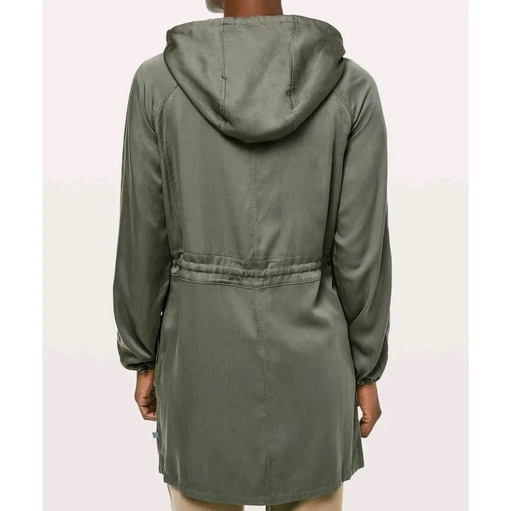 Lululemon City Stroll Women's Jacket Size 6 Green Full Button Snap Cinch Waist - Image 10