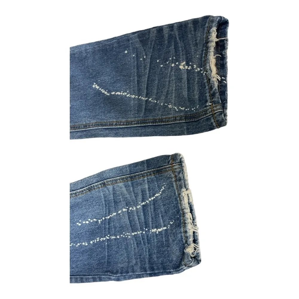Smith & Graham Moto Distressed Jeans Paint Size 16 Blue - Image 6