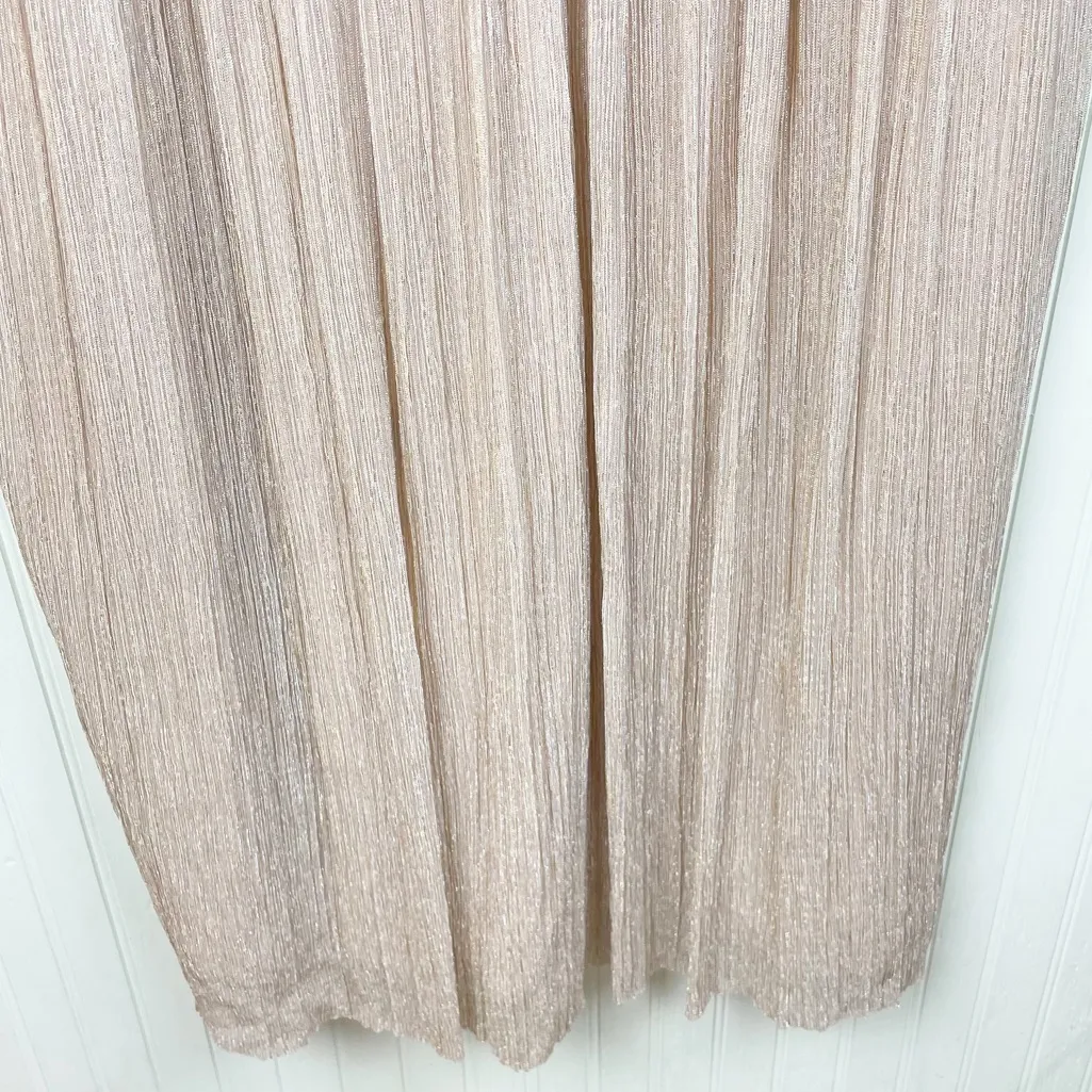 NEW Tahari Pleated Metallic Gold Jacquard Illusion Midi Dress Women's Size 16 - Image 10