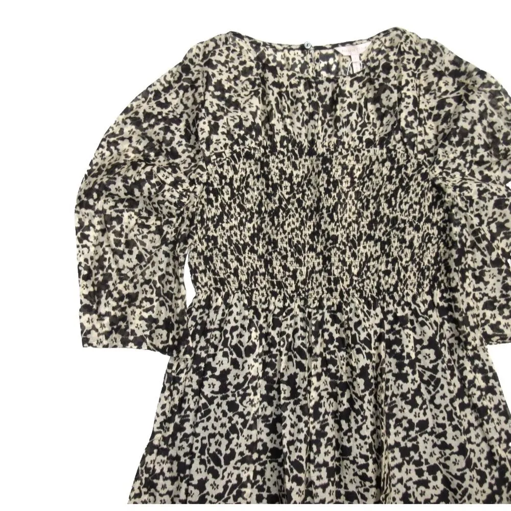 NWT Rebecca Taylor Osaka in Buttercream Smocked Cotton Silk Midi Dress S - Image 4