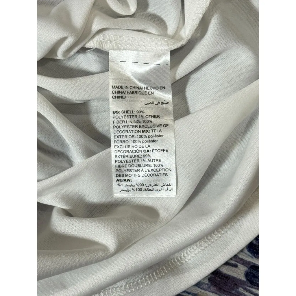 NEW White House Black Market Abstract Floral Dress Blouson Boho 6P White Purple - Image 16