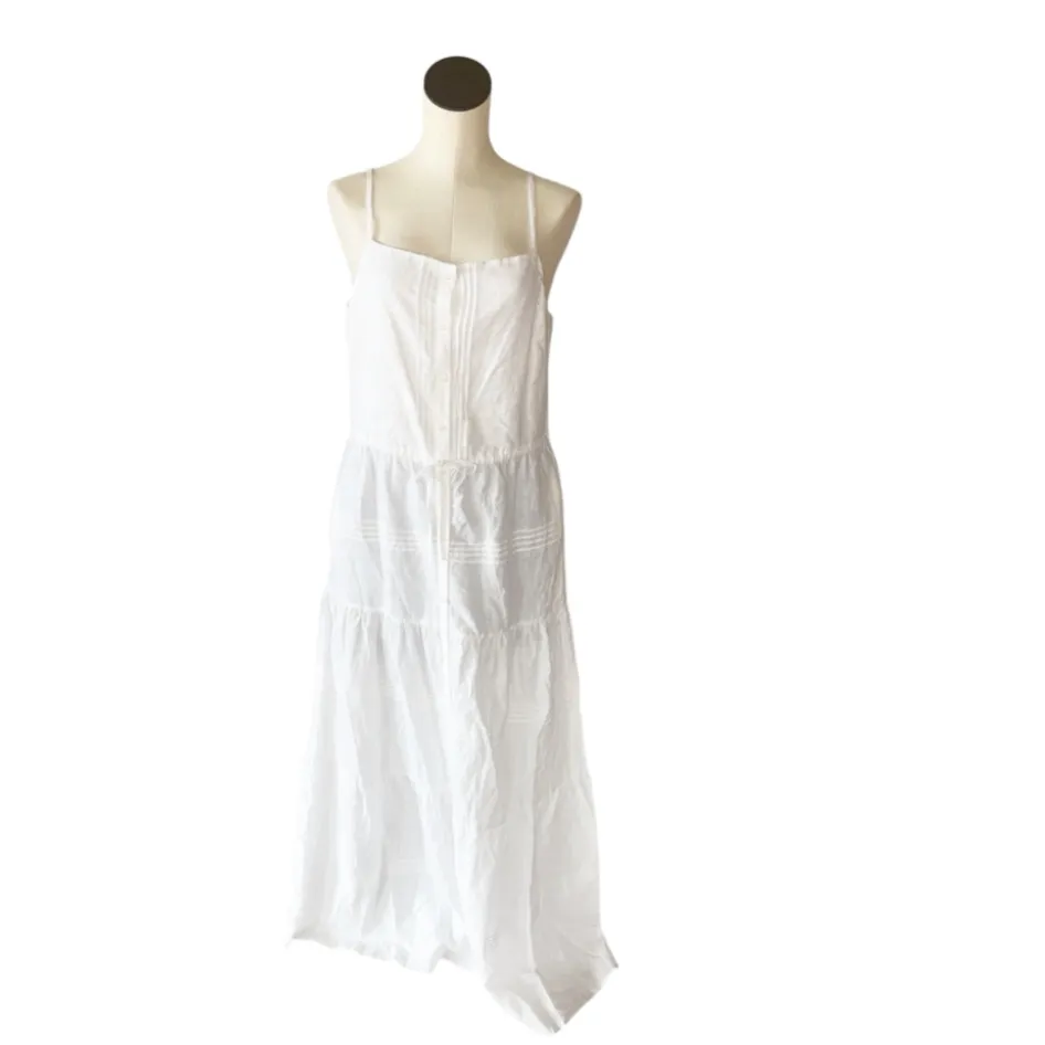 NWT J. McLAUGHLIN Ruth Linen Blend Tiered Maxi Dress Button Down Pockets - Image 5