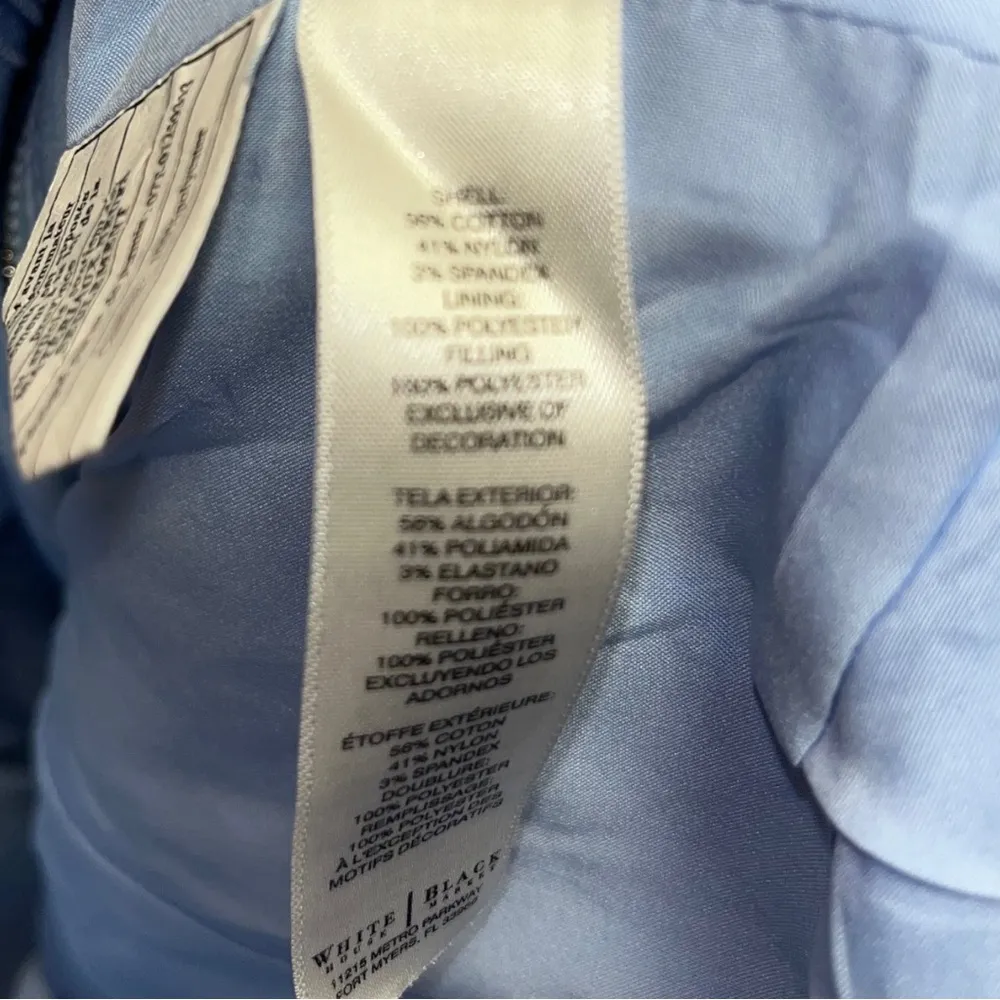 White House Black Market Blue Blazer Fitted Asymmetrical sz 4 Petite - Image 4