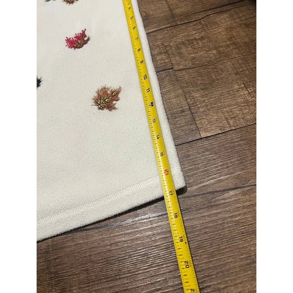 Vintage autumn fall leaves embroidered fleece cardigan - Image 5