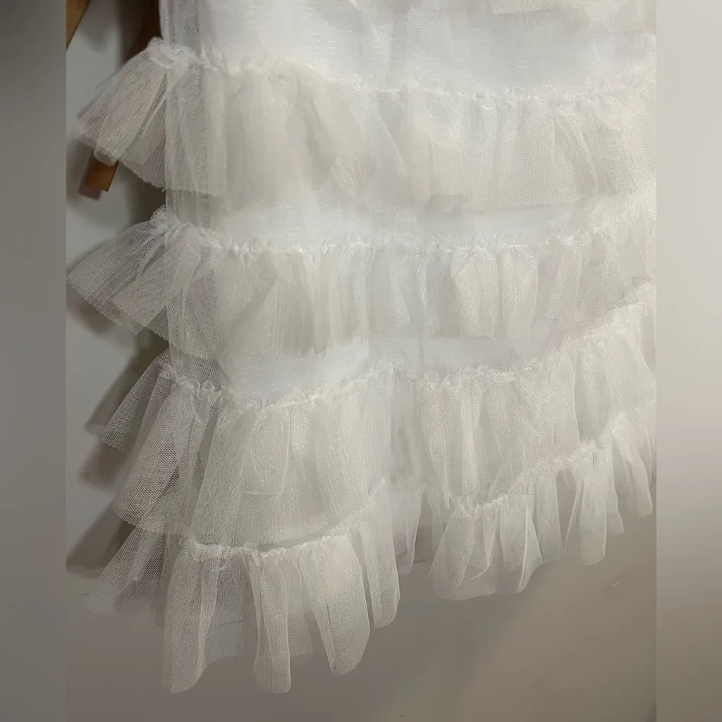 NWT Women’s Velvi Georgia Strapless White Layered Tulle Mini Dress ALine Bridal Size L - Image 6