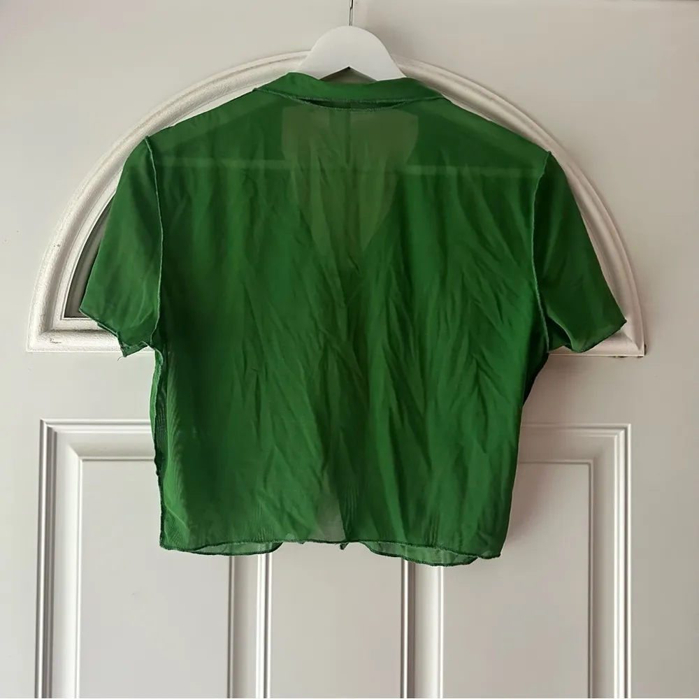 Green Mesh Sheer Women's Crop Top Size M - Image 3