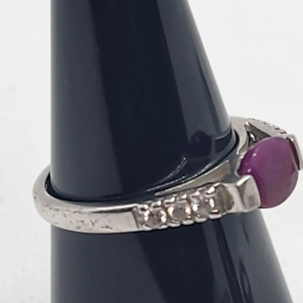 RJ Graziano Sterling Silver, Ruby, & Clear Crystal Ring (8) Red - Image 3