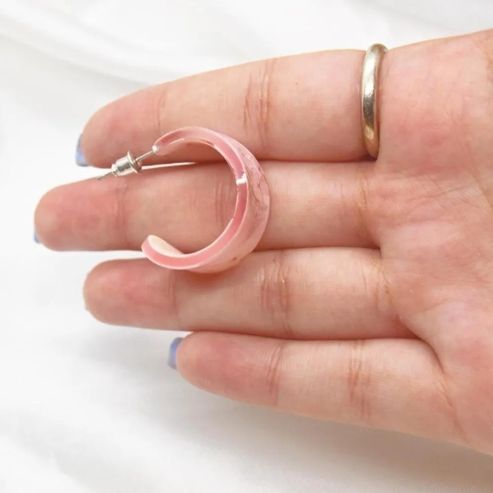 Pink Acrylic Wide Mini Hoops - Image 6